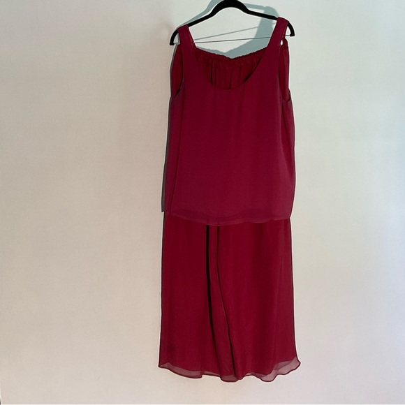 Niteline Burgundy Silk Large 3 Piece Evening Wear Gold Bugle Beaded Jacket - Picture 7 of 16